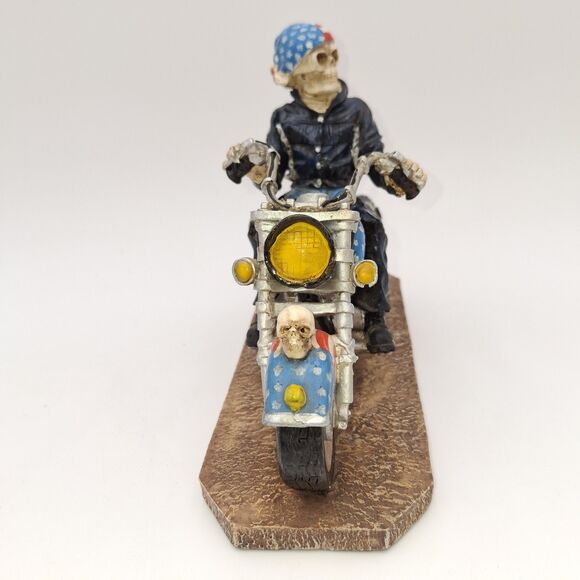 Skeleton Biker On Patriot Fat Boy Motorcycle Resin Figurine-Last Ride Motorcycle - Picture 4 of 11